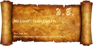 Weiser Benjámin névjegykártya